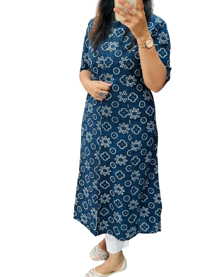 Aline kurti pattern paired with ankle length pant